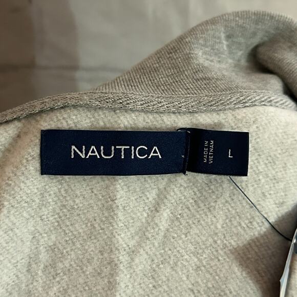 Nautica Men’s Gray Checkered Partial Zip Pull over, Large, NWT - Picture 3 of 6